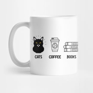 Cats Coffee And Books Mug